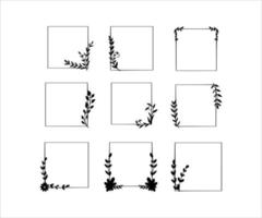 collection d'illustrations de feuilles de bordure de cadre rectangle vecteur