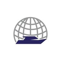 modèle de logo de navire mondial globe vecteur