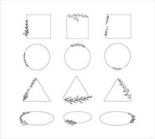 collection d'illustrations de feuilles de cadre de forme vecteur