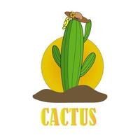 illustrations logo cactus avec fond de cercle de gradation vecteur