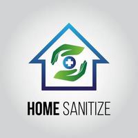 logo de désinfection de maison de bâtiment moderne bleu et vert vecteur