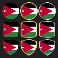icône vectorielle du drapeau de la jordanie sertie de bordure or et argent vecteur