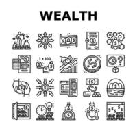richesse finance capital collection icônes définies vecteur
