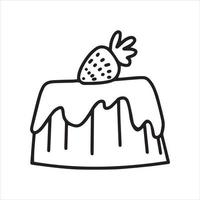 dessin vectoriel dans un gâteau de style doodle. dessin au trait simple de pâtisserie, gâteau. illustration en noir et blanc
