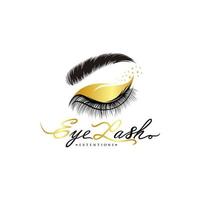 logo luxueux d'extension de cils et de sourcils. illustration vectorielle. dans un style moderne. emblème de vecteur pour le maquillage ou le salon de beauté, fabricant d'extension de cils et de sourcils.