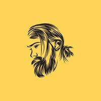 barbe, homme, logo, conception, vecteur, illustration vecteur