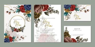 élégante carte d'invitation de mariage floral aux couleurs scandinaves vecteur