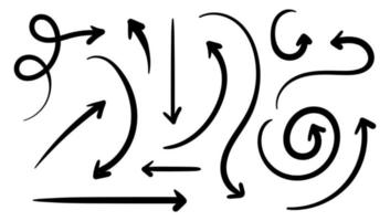 ensemble d'icônes vectorielles de flèche dessinée à la main croquis d'art abstrait illustration vectorielle de conception de collection vecteur