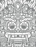 illustration de style vintage totem aztèque noir et blanc vecteur