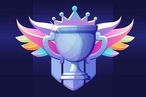 prix de la coupe vip avec des ailes pour le gagnant des jeux d'interface utilisateur. illustration vectorielle revard pour la victoire, icône de luxe diamant pour la conception graphique vecteur