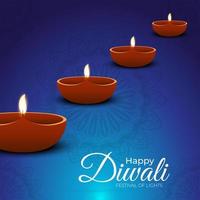 conception de vacances élégante happy diwali festival of lights vecteur