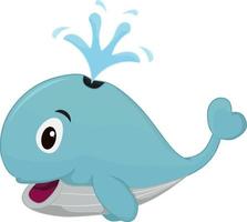 personnage de dessin animé mignon baleine bleue vecteur