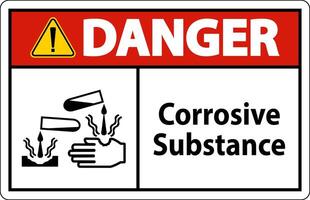 signe de danger substance corrosive sur fond blanc vecteur