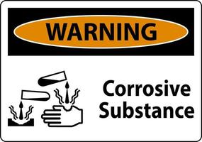 Panneau d'avertissement substance corrosive sur fond blanc vecteur