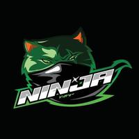 chat ninja e sport mascotte logo illustration vecteur