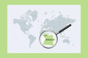 carte de l'angola sur la carte du monde politique avec loupe vecteur