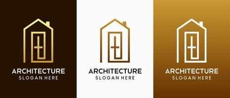 création de logo d'architecte avec concept d'art en ligne de luxe de lettre a bentuk vecteur