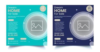 modèle de publication entièrement modifiable sur les médias sociaux immobiliers, conception de bannière promotionnelle sur les médias sociaux de vente à domicile vecteur