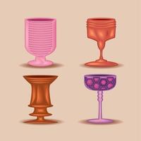 icônes de tasses fantaisie vecteur