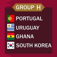 groupe horaire des matchs h. tournoi international de football au qatar. illustration vectorielle. vecteur