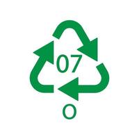 o 07 symbole du code de recyclage. signe de polyéthylène de vecteur de recyclage en plastique.