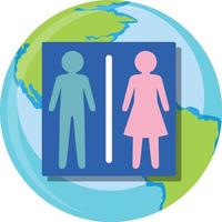 signe de toilettes homme et femme sur l'icône de la terre vecteur