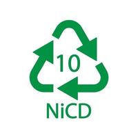 code de recyclage de la batterie 10 nicd . illustration vectorielle vecteur
