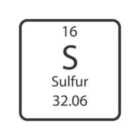 symbole du soufre. élément chimique du tableau périodique. illustration vectorielle. vecteur