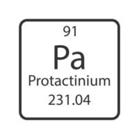 symbole du protactinium. élément chimique du tableau périodique. illustration vectorielle. vecteur