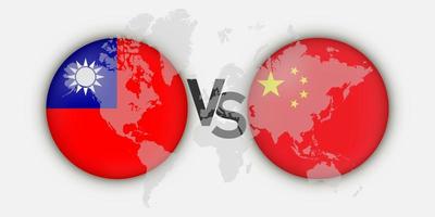 concept de drapeaux chine vs taiwan. illustration vectorielle. vecteur