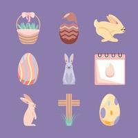 icônes festives de pâques vecteur