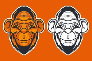 tête de singe mascotte vector illustration cartoon style