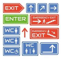indications. signalise l'entrée et la sortie des locaux. panneaux d'interdiction d'entrée et de sortie, wc. illustration, vecteur. vecteur