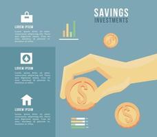 infographie de l'argent avec des pièces vecteur