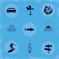 neuf icônes de sport de surf vecteur