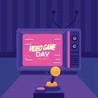 scène de lettrage du jour du jeu vidéo vecteur