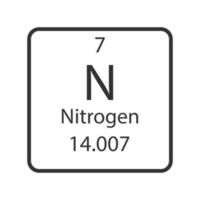 symbole de l'azote. élément chimique du tableau périodique. illustration vectorielle. vecteur