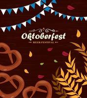 lettrage oktoberfest avec bretzels vecteur