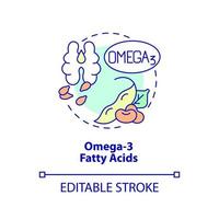 icône de concept d'acides gras oméga trois. mode de vie végétalien. source de nutriments idée abstraite illustration fine ligne. dessin de contour isolé. trait modifiable. vecteur