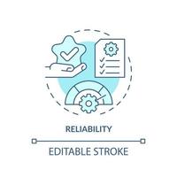 icône de concept de fiabilité turquoise. biens et services de haute qualité. le produit a besoin d'une illustration de ligne mince d'idée abstraite. dessin de contour isolé. trait modifiable. vecteur