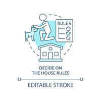 décider de l'icône de concept turquoise des règles de la maison. illustration de fine ligne d'idée abstraite de pointe de chien de formation. établir la domination. dessin de contour isolé. trait modifiable. vecteur