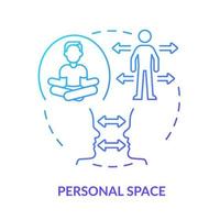 icône de concept de dégradé bleu espace personnel. Garde tes distances. zone de confort. Code d'éthique. illustration de ligne mince d'idée abstraite d'étiquette sociale. dessin de contour isolé. vecteur