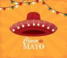 carte postale lettrage cinco de mayo vecteur