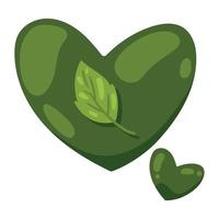 coeur vert avec des feuilles vecteur