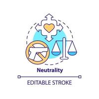 icône de concept de neutralité. illustration de la ligne mince de l'idée abstraite de la réglementation de l'aide étrangère. approche sans discrimination. dessin de contour isolé. trait modifiable. vecteur