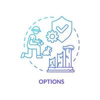 options icône de concept de dégradé bleu. choisir le moyen de réservation. illustration de la ligne mince de l'idée abstraite du processus de conservation du patrimoine. dessin de contour isolé. vecteur