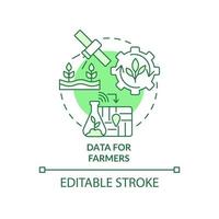 données pour l'icône de concept vert des agriculteurs. technologie spatiale et changement climatique idée abstraite illustration en ligne mince. dessin de contour isolé. trait modifiable. vecteur