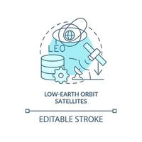 icône de concept turquoise de satellites en orbite terrestre basse. système sans fil. illustration de fine ligne d'idée abstraite de tendance spacetech. dessin de contour isolé. trait modifiable. vecteur