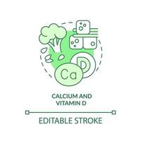 icône de concept vert de calcium et de vitamine d. légumes verts. source de nutriments idée abstraite illustration ligne mince. dessin de contour isolé. trait modifiable. vecteur