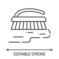 icône linéaire de brosse à récurer. illustration de la ligne mince. brosse de nettoyage de tapis. symbole de contour. dessin de contour isolé de vecteur. trait modifiable vecteur